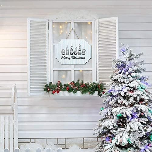 Placa de madeira decorativa Placa Feliz Natal Gnomos de madeira Rússica parede pendurada sinal da placa de madeira antiga cabide de porta de madeira placa de Natal Day Decoração de parede de Natal