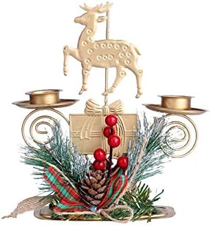 Sootop Christmas Candelabra Candelador de ferro forjado Decoração de desktop Decoração de vela de metal, estilo de casa