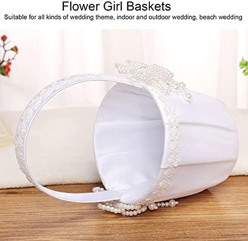 Cestas de flores de casamento, cestas de menina de flores com travesseiro de anel de anel de cetim Bowknotnó artificial cesta de flores