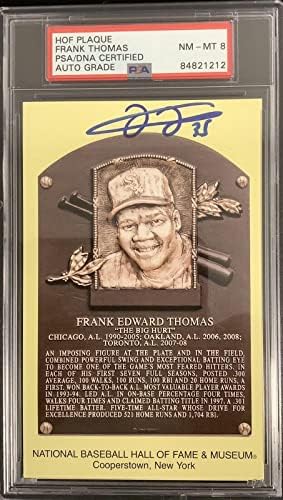 Frank Thomas assinou o Gold Hof Plate Cartão postal amarelo Whitex PSA/DNA Auto 8 - MLB Cut Signature