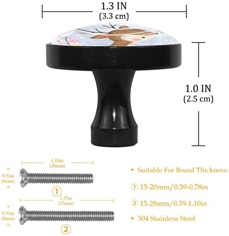 Botões de gaveta de cerveja botões de gabinete de veado fofos para berçário na sala de cômoda de berçário em botões decorativos redondos 4pcs 1.3x1.0 em