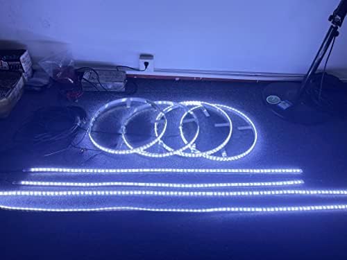 Hundalight 4pcs 17,5 Linha dupla Luzes brancas de roda branca com anel de metal+2pcs 4ft Subter tiras luzes+2pcs