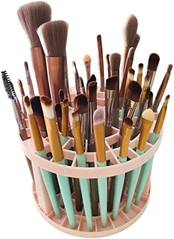 Kailife Makeup & Artist Prinche Prancher 49 Hole Plástico Stand Bolding Rack para canetas, lápis, delineador, escovas de cosméticos organizador de armazenamento de caixa rosa