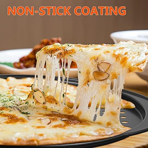 Hemoton sem pizza sem pizza com orifícios, 4 PCS Baking Steel Pizza Pan com furos, pizza redonda para forno, bandeja de pizza para