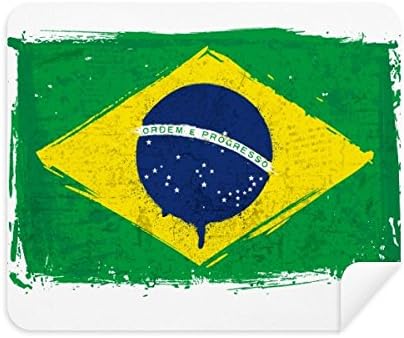 Pintado à mão Brasil Bandeira Brasil Brasil Limpeza de tecidos Limpador 2PCS Camurça tecido