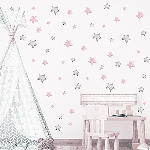 Adesivos de parede de elefante estrelas para crianças decoração de quarto de menina de menina decalques de vinil