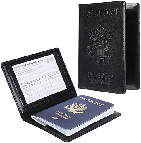 JisonCase Passport Cartetas Capa de passaporte Passaporte Titular e portador de cartões de vacina Combo, Caso da carteira de viagem