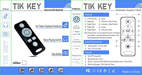 Marte Fox BT Multimídia Remoto para Android System Smartphone Tablet Dispositivos TIKTOK Remoto Remoto para sistema iOS Somente suporte a aplicativo de música e tire foto ou vídeo e casa