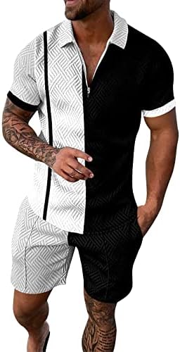 Wybaxz masculino sets de recorte de roupas de verão 2 peças de traje curto de traje curto e shorts definem o traje esportivo casual para homens casual 2023 homem novo homem homem do dia do dia do pai roupas de moda masculina de moda masculina ajuste