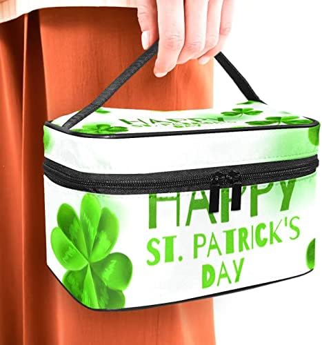 Bolsa de maquiagem de viagem Yoyoamoy com compartimento, feliz dia de St. Patrick Big Cosmetic Caso Caso de beleza personalizado