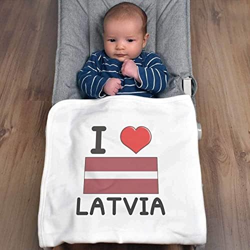 Azeeda 'I Love Letônia' Cotton Baby Blain / Shawl