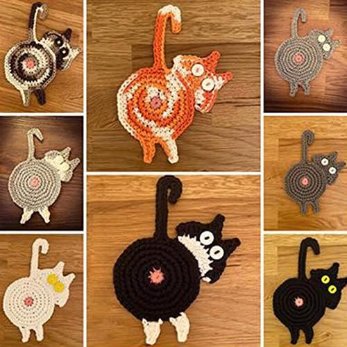 Coaster de gato Krondo, tecido criativo, Creative Cut Coaster Isoluss Coaster Coffee para amante de gatos, decoração de mesa de escritório em casa