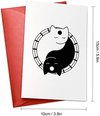 Yin e yang gatos fofos todas as ocasiões cartões em branco Cartões com envelopes de 4 ”x 6” simpatia de aniversário obrigado