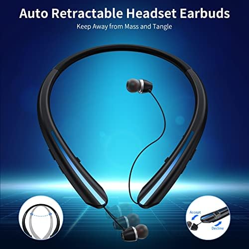 Fones de ouvido Bluetooth de banda de pescoço, fone de ouvido sem fio Bluetooth sem fio ipx5 com microfone, chamada de vibração, fogueira de ruído estéreo para cancelamento de fones de ouvido para esportes de treino em execução