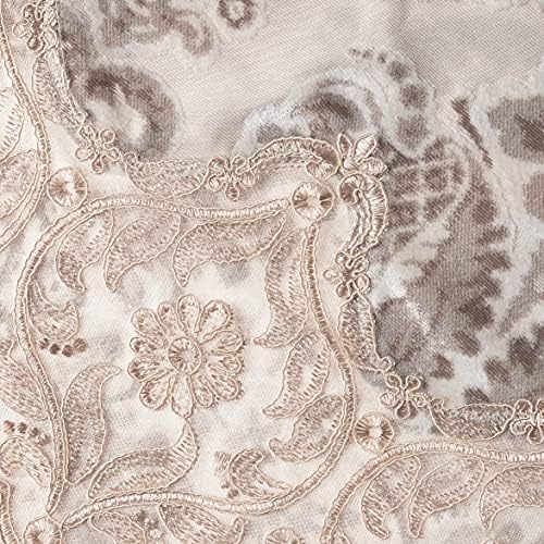 Elegantes toalhas de mesa de design floral de luxo de Lace Velvet - Branco, 70 x 108