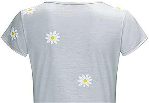 Andongnywell feminino tampo casual de manga curta camiseta de decote em v alcance