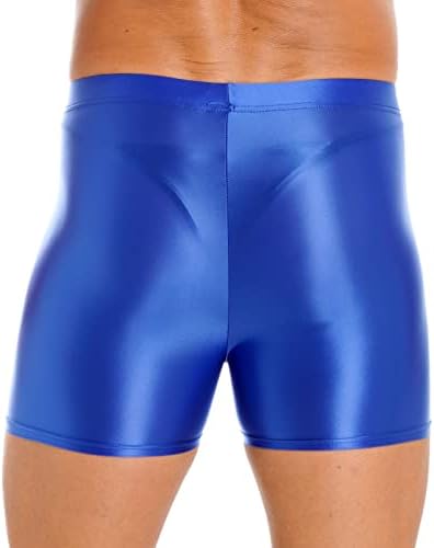 Manyakai Men's Oil brilhante de natação shorts de ginástica intermediária de ginástica curta