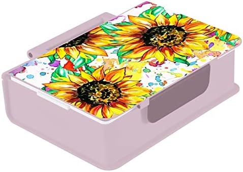 Susiyo Aquarela Splash Gunflowers Bento Box Lunch Boites Recipientes com 3 compartimentos para adultos e adolescentes