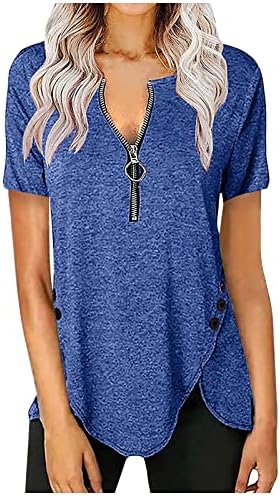 Lytrycamev womens tops com negócios casuais elegantes camisas de manga curta/longa que saem de túnica de túnica solta, blusas de