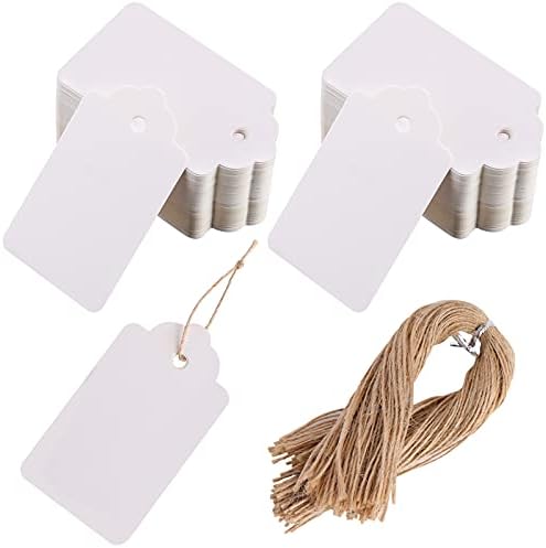 Tags de papel pendurar tags de pendurar com corda 200pcs brancos