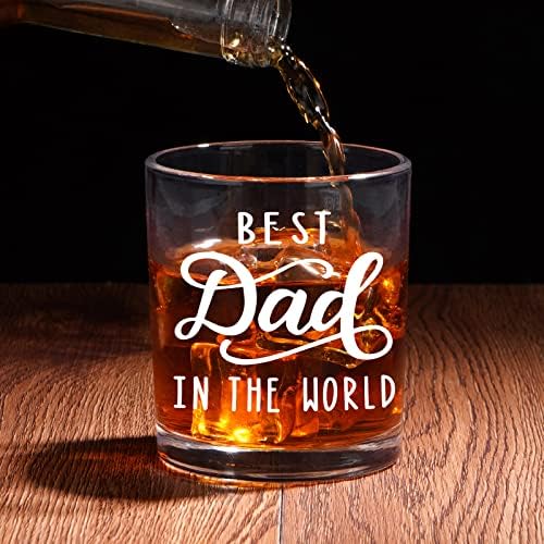 Modwnfy papai Presente de uísque, melhor pai do mundo, vidro antiquado, copo escocês de presente do dia dos pais para papai novo