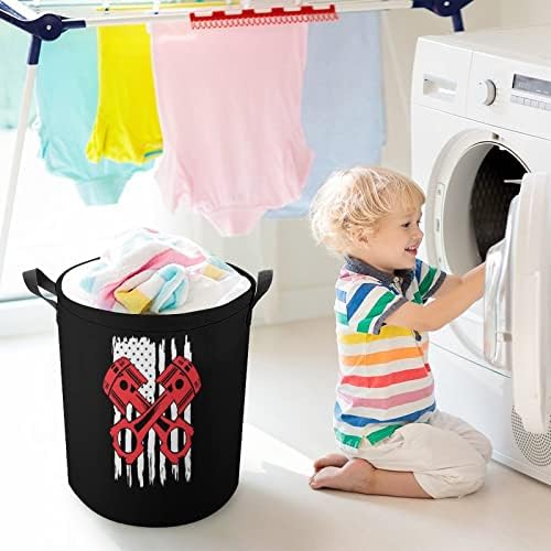 American Flag Car Mechanic Laundry Horse Treating Storage Storage Laundry Basket Large Toy Organizer Basket