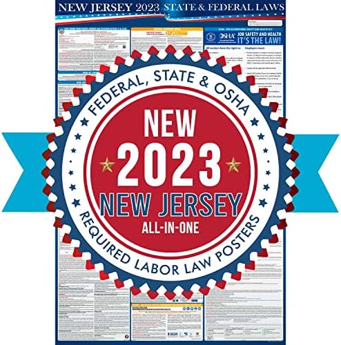 2023 New Jersey State e Federal Labor Leis Poster - OSHA Comprometida no local de trabalho 24 x 36 - tudo em uma postagem necessária