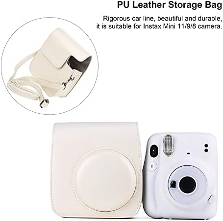 Yyoyy PU couro de couro branco ombro bolsa, bolsa de armazenamento de câmera com alça de ombro ajustável, capa de
