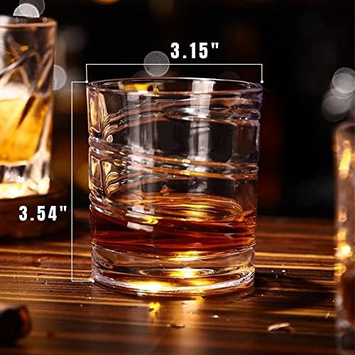 Janyoo Bourbon Whisky Glasses Conjunto de 4 Presente para homens escoceses giratórios de vidro pesado Tumbler antigo Norlan Vodka Liquor-10 oz