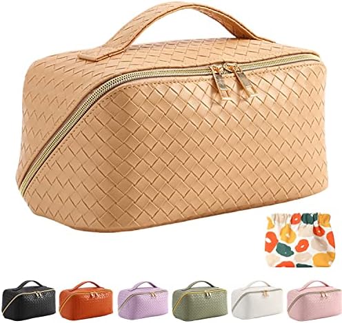 Bolsa cosmética de viagem de grande capacidade com mini bolsa de armazenamento de viagem, bolsa de maquiagem de viagem plana