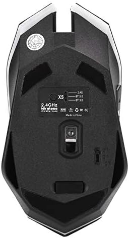Mouse Gowenic Wireless Gaming Mouse, Black X5 para Bluetooth 2.4g Mouse de jogo, 6 botões