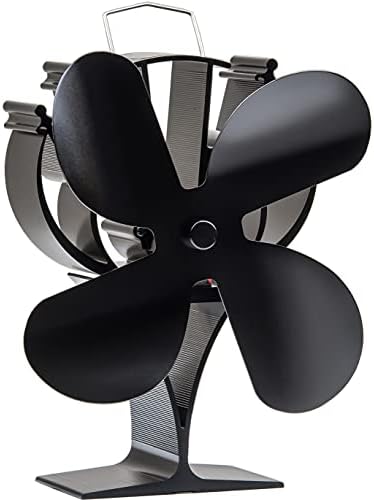 Elashy atualizou o ventilador de fogão de 4 lâminas Wood Burning Fan Foot Fan Fan Fomplace Eco Fãs para lareiras de madeira Silent, preto, 8.3x4.9x9.1in, AJIE-SF4B