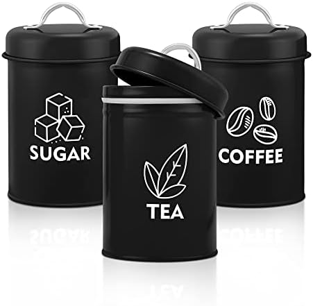 Conjuntos de recipientes para balcão de cozinha para balcão de cozinha, barragem de chá de açúcar de café de 3 peças