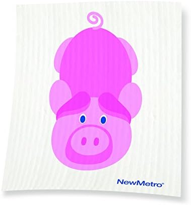 Novo pano de prato sueco reutilizável do Metro Design, 6,75 x 8 polegadas, Little Piggy