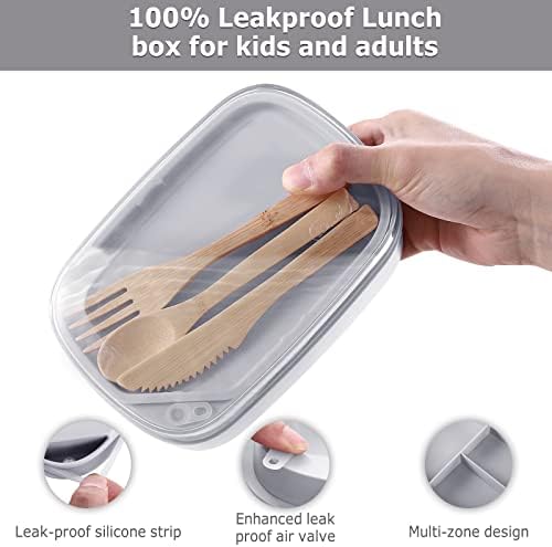 JXXM Bento Lanches Boxes Bento Caixa para adulto para trabalho e viagens, All-in-One empilhável Bento Lunch Box Recipiente