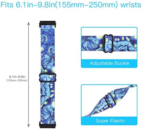 Wonmille Banda elástica ajustável compatível com Fitbit Versa 3/Sense for Women Girls Fabric Nylon Sport Straplet