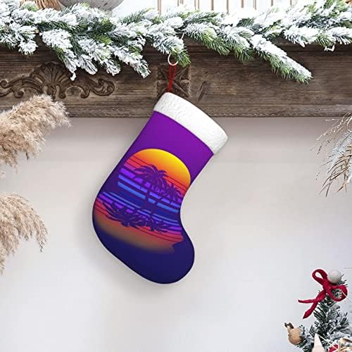Waymay Palm Tree Synthwave Christmas Staking 18 polegadas de Natal de Holding Sock Decoração de férias clássica meias