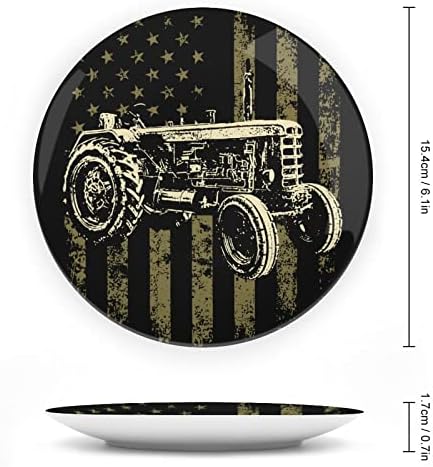 Tractor patriótico Bandeira americana Cerâmica Placas decorativas de China com ornamentos pendurados Pratos de jantar