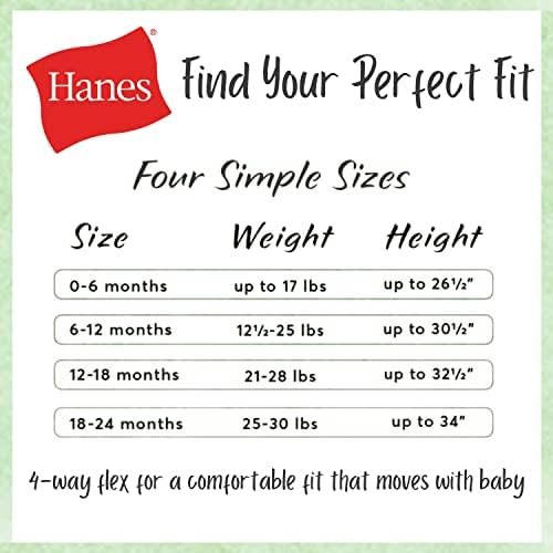 Hanes Baby Bodysuits, manga curta flexível final para meninos e meninas, 5-pacote