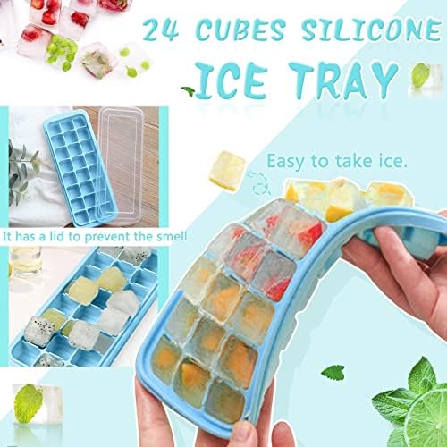 Bandejas de silicone para ferramentas 24 cubos Bandeja de gelo de silicone Bandeja de cubos de gelo para geléia de geléia de freezer bandeja de molde