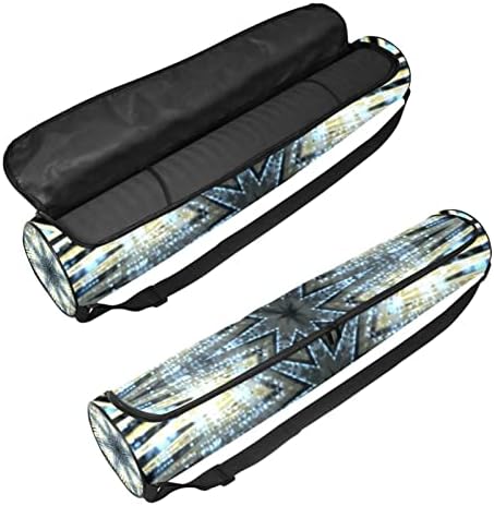 Luzes brilhantes Yoga Mat Bags Full-Zip Yoga Carry Bag for Mulher Men, Exercício de ioga portadora com cinta ajustável
