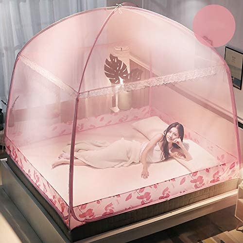 ASDFGH Anti-Fall Yurt Mosquito Net, cama de rede com zíper, criptografia Corra de rede de companheiro de cama de princesa, três