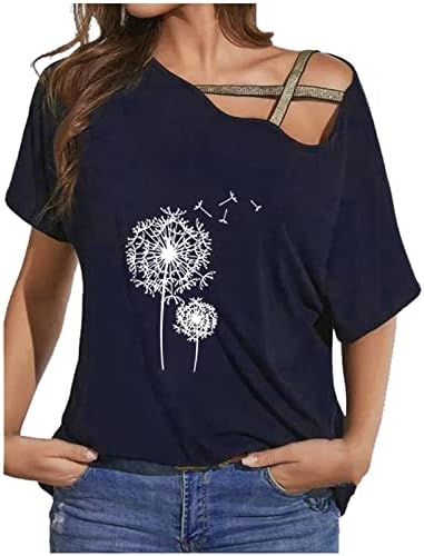 Dandelion Imprimir camiseta fria de ombro frio de verão de manga curta camiseta casual camiseta confortável camiseta