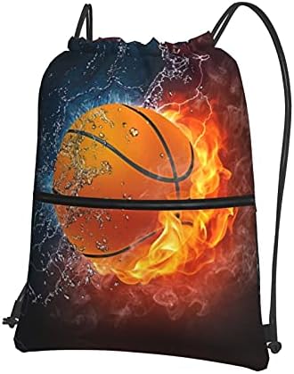 Algranben Basketball Drawstring Backpack para meninos homens CHEnch Saco de cordas Saco de ginástica em massa à prova d'água, com zíper