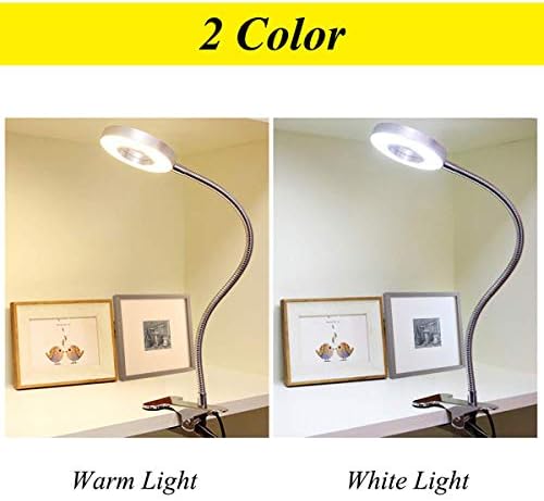 Clooouds 7W Clip on Light, LED Clip On Lamp, Usb Reading Book Light, Lâmpada de cama, lâmpada de mesa, luz quente e luz branca
