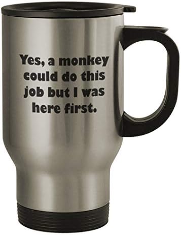 No meio da estrada, um macaco poderia fazer esse trabalho 57 - um bom humor engraçado de 14oz de caneca de viagem prateada