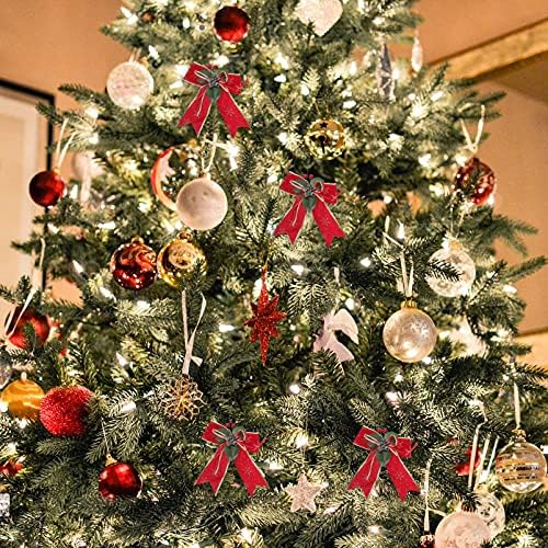 Decoração de Natal de Valiclud 6pcs Christmas Red Tree Baws Bowknot Grinalh Ornamentos para artesanato de árvore de guirlanda