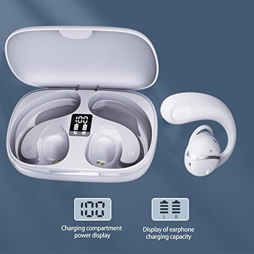 Earbuds sem fio qonioi fones de ouvido, Bluetooth 5.3 fone de ouvido de exibição digital montada na fone de ouvido com estéreo Redução de ruído inteligente Capacidade de chamada para escritório de esportes
