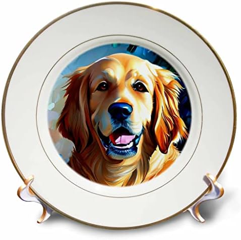 3DROSE Adorável Golden Retriever Dog Face. Presente de arte de pintura digital, charme - placas