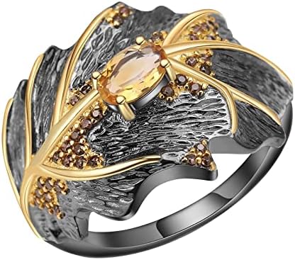 2023 Novo Vintage Natural Citrine Wing Ring Jewelry Birthday Proposition